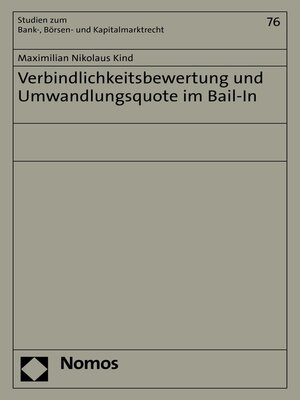 cover image of Verbindlichkeitsbewertung und Umwandlungsquote im Bail-In